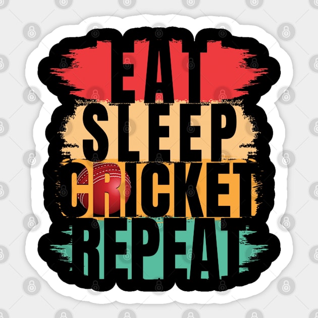 Eat sleep cricket repeat Sticker by TeeText